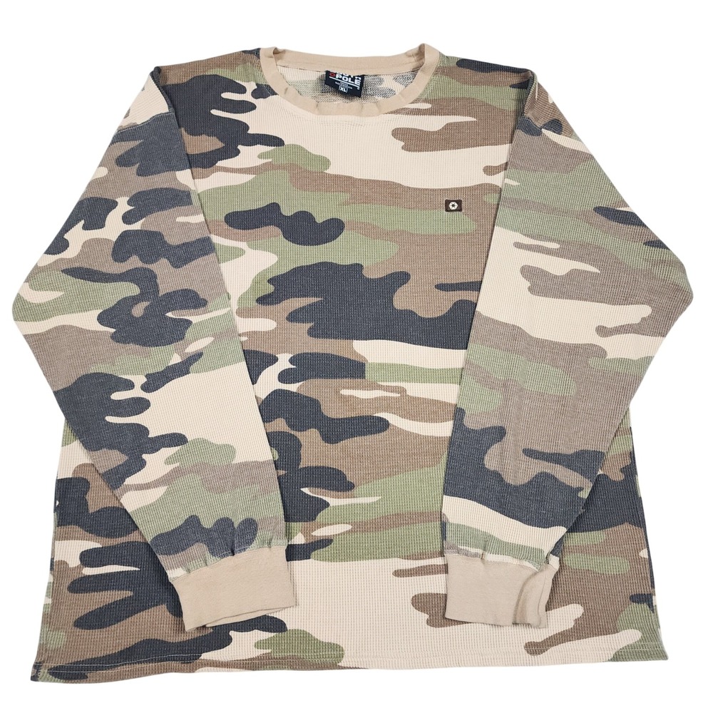 Vintage Southpole Mens XL Camo Waffle Knit Thermal Long Sleeve Y2K Hip Hop Shirt